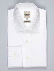  White Self Stripe Shirt (Contemporary Fit)