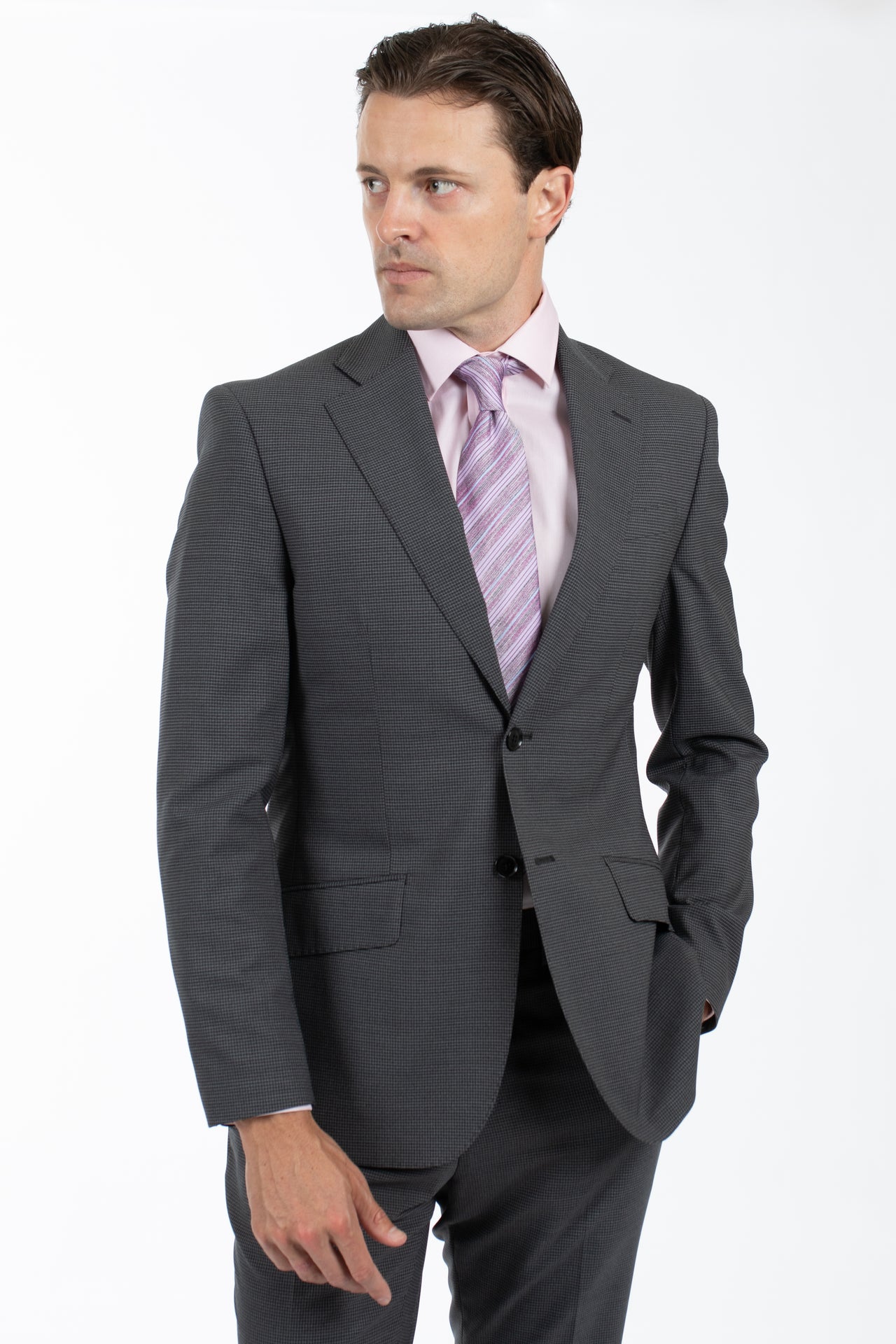 Grey Mini Check Suit Jacket