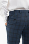 Blue Indigo Check Suit Trouser