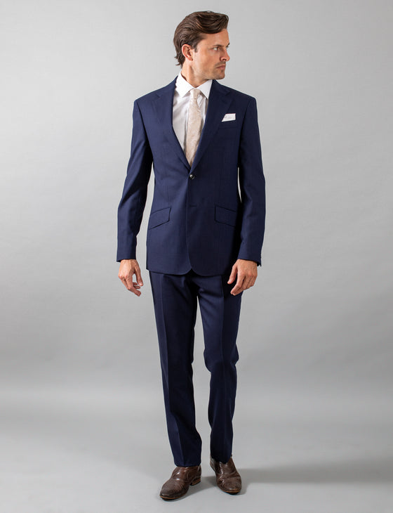 Navy Hopsack Suit Trousers