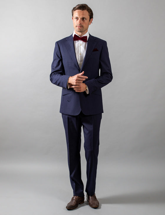 Navy Pinstripe Suit Trousers